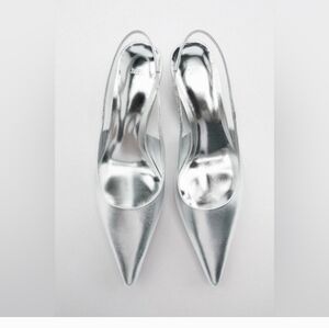 Zara Silver Kitten Heels